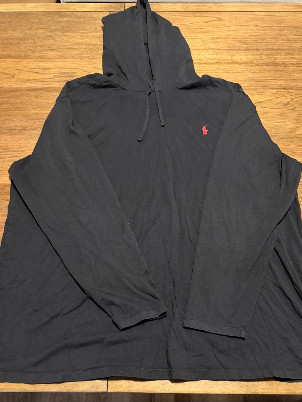 Polo by Ralph Lauren Black Hooded Long-Sleeve Shirt with Red Pony